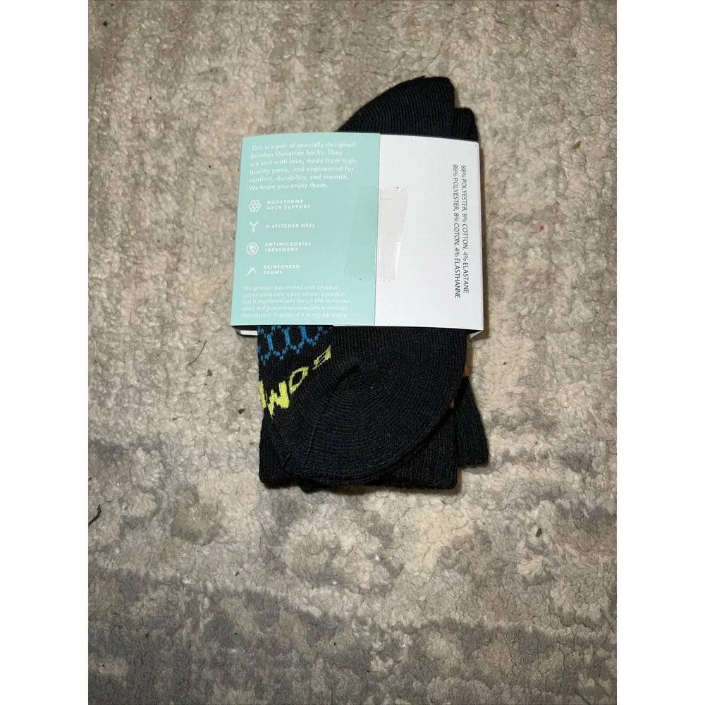 New 3 Pair Black Bombas XS Age 3-7‎ Years Socks HoneyComb Crew Calf Youth